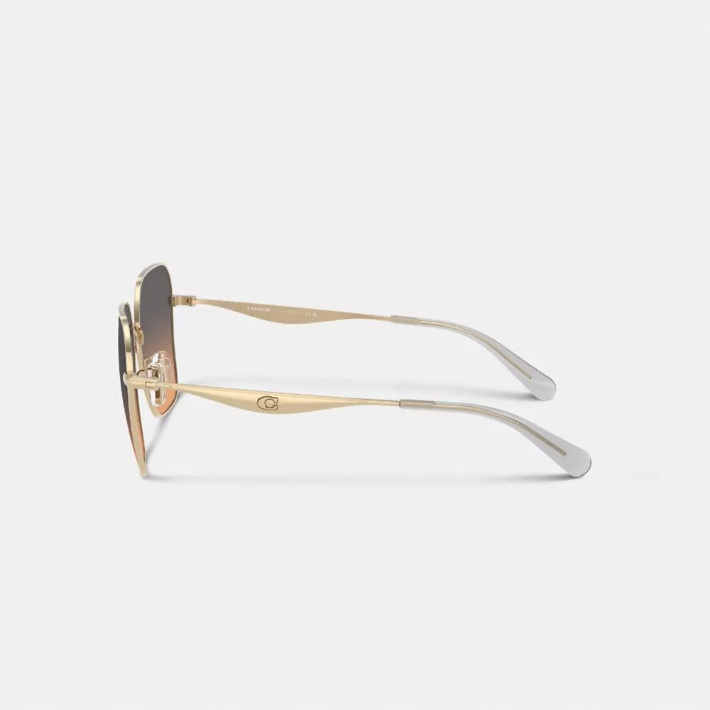 Lunettes de soleil carrées oversize en métal avec détails « C »