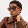 Lunettes de soleil « œil de chat » à monture métallique