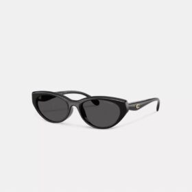 Lunettes de soleil ovales « œil de chat » avec monture dorée