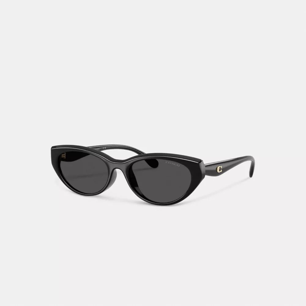 Lunettes de soleil ovales « œil de chat » avec monture dorée