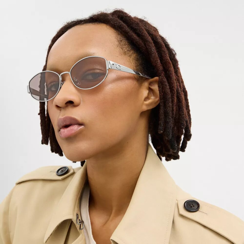 Lunettes de soleil ovales étroites en métal C Hardware