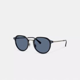 Lunettes de soleil rondes en métal texturé