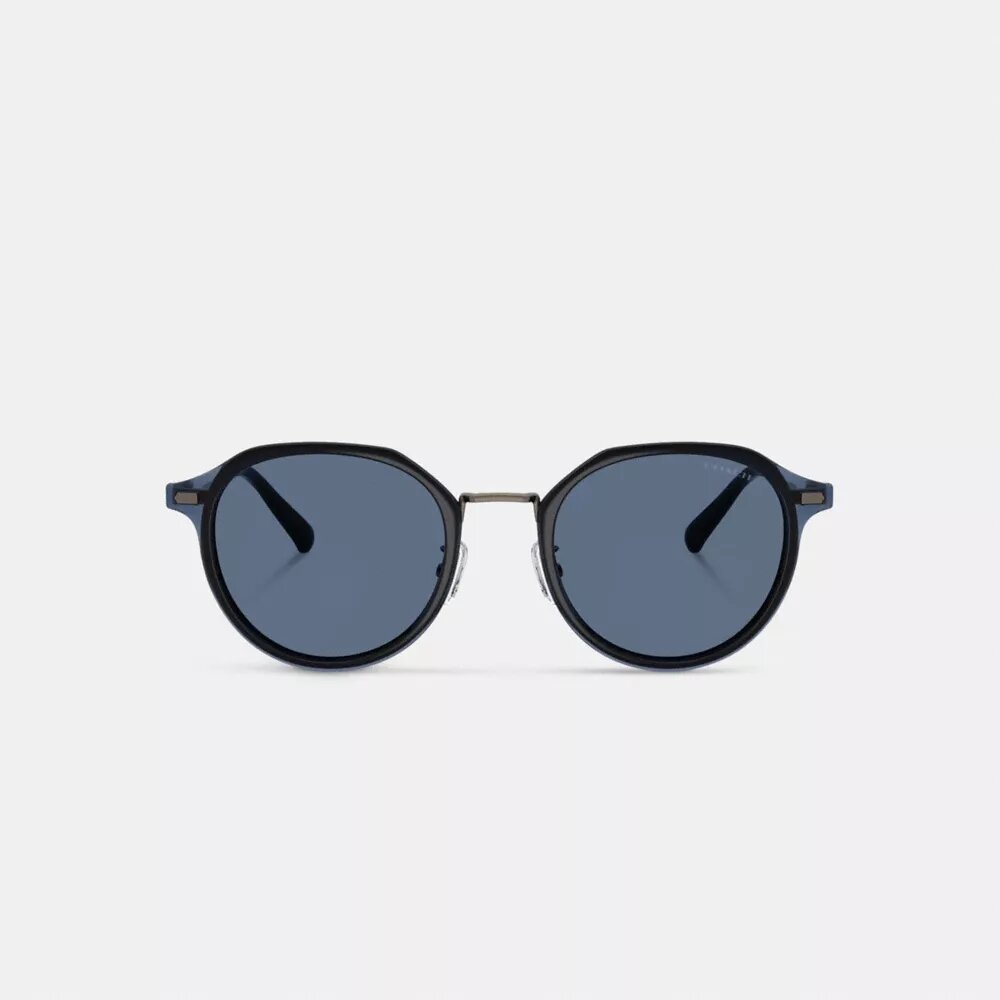 Lunettes de soleil rondes en métal texturé