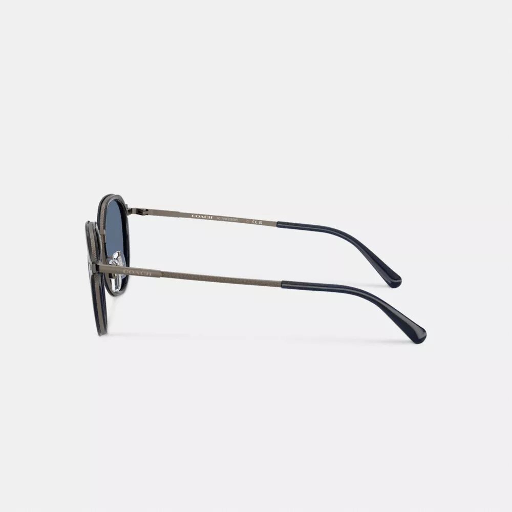 Lunettes de soleil rondes en métal texturé