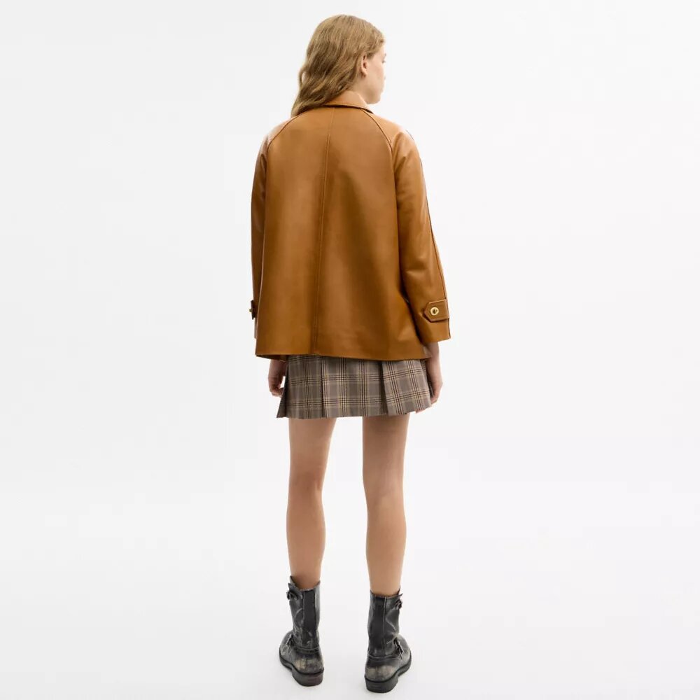 Manteau swing en cuir Turnlock