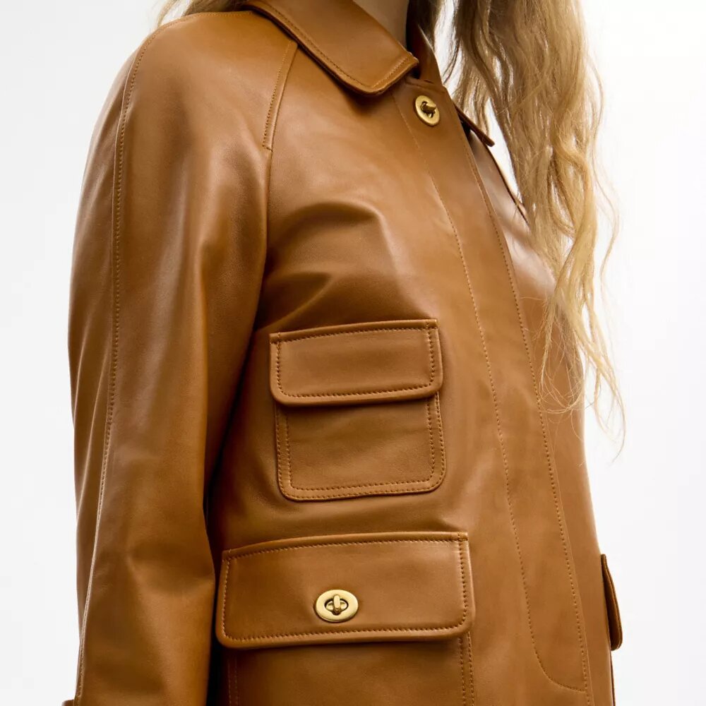 Manteau swing en cuir Turnlock