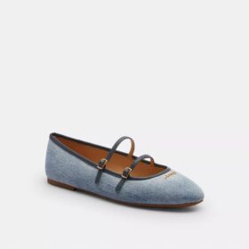 Mary Janes à double boucle en denim « Loved »