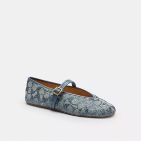 Mary Janes in denim Signature Crystal