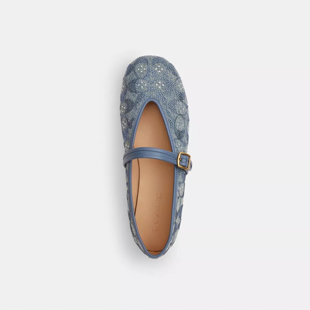 Mary Janes in denim Signature Crystal