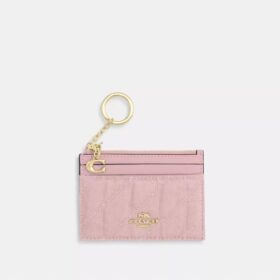 Mini-porte-carte d'identité fin en denim « Loved » avec matelassage et Charms