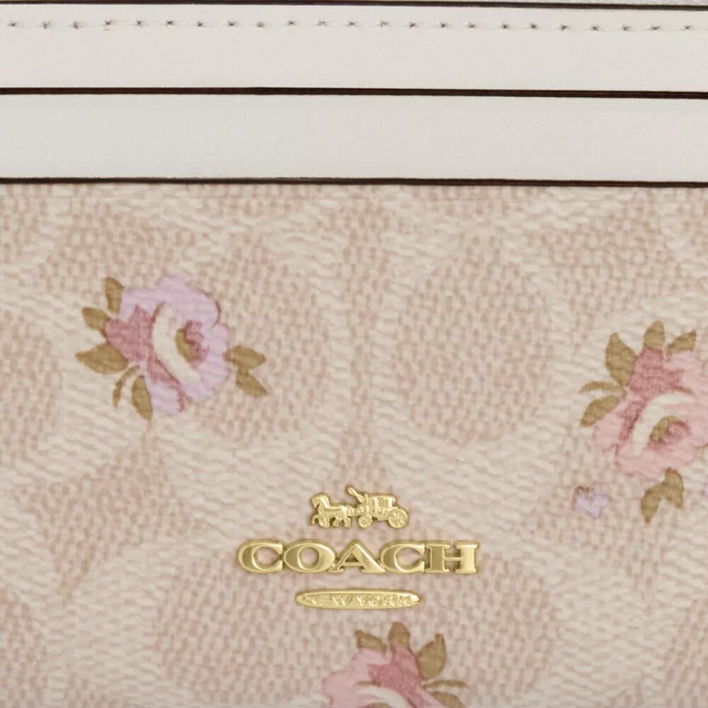 Mini-porte-carte fin en Signature Canvas à imprimé floral