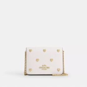 Mini-portefeuille sur chaîne avec rivets en forme de cœur