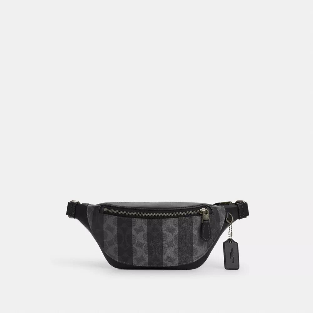 Mini sac banane Warren en Signature Canvas à rayures