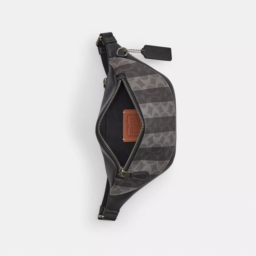 Mini sac banane Warren en Signature Canvas à rayures