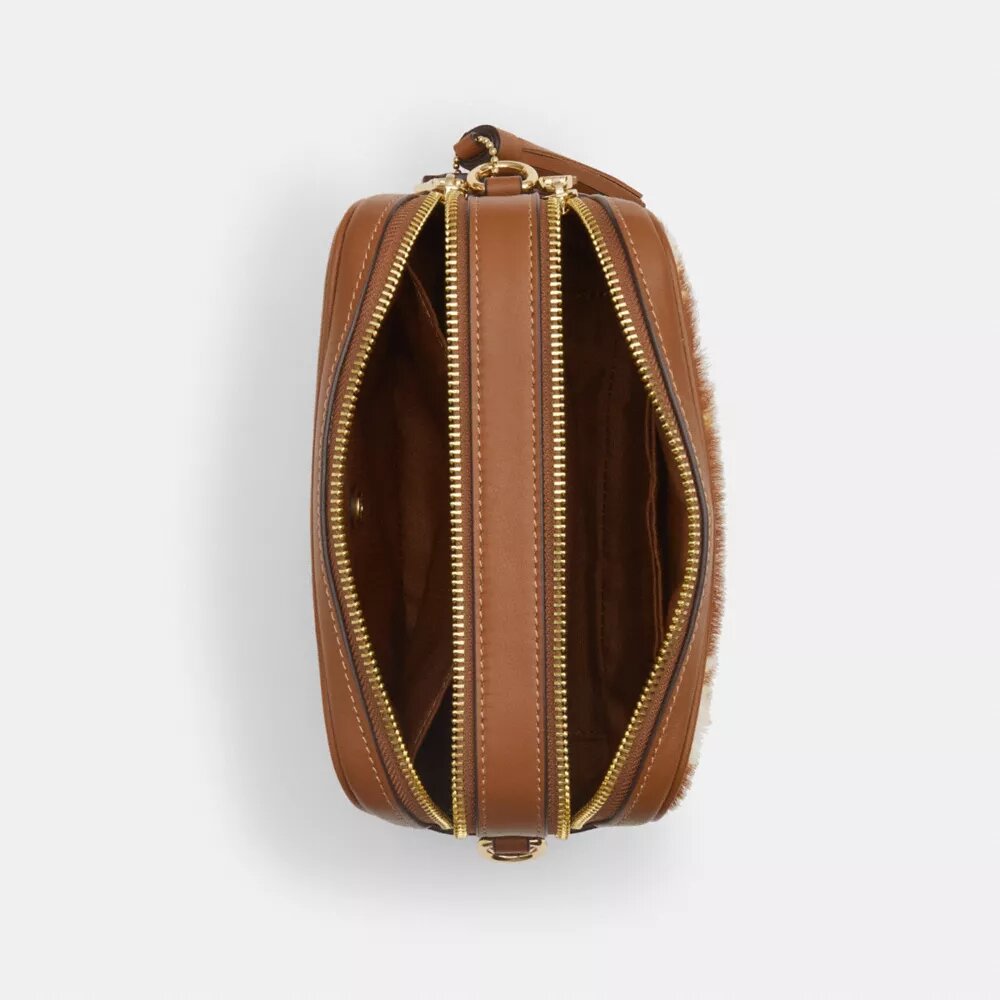 Mini sac bandoulière Carey en cuir de veau velours imprimé vache