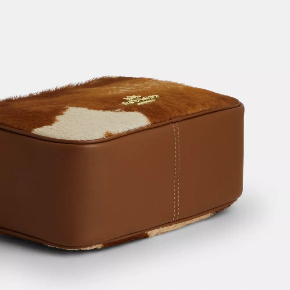 Mini sac bandoulière Carey en cuir de veau velours imprimé vache