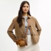 Mini sac bandoulière Carey en cuir de veau velours imprimé vache