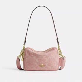 Mini sac bandoulière Carey en denim Signature