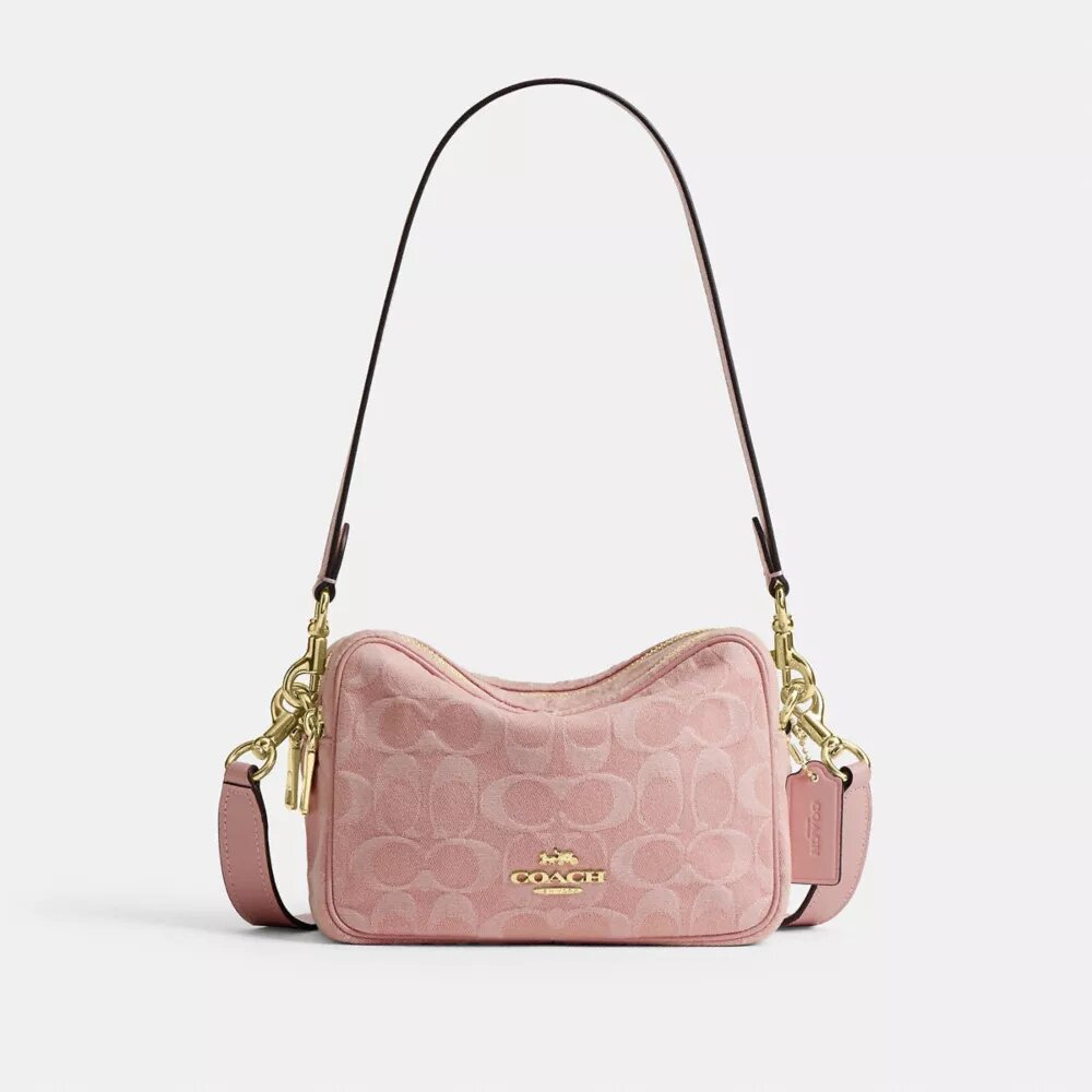 Mini sac bandoulière Carey en denim Signature