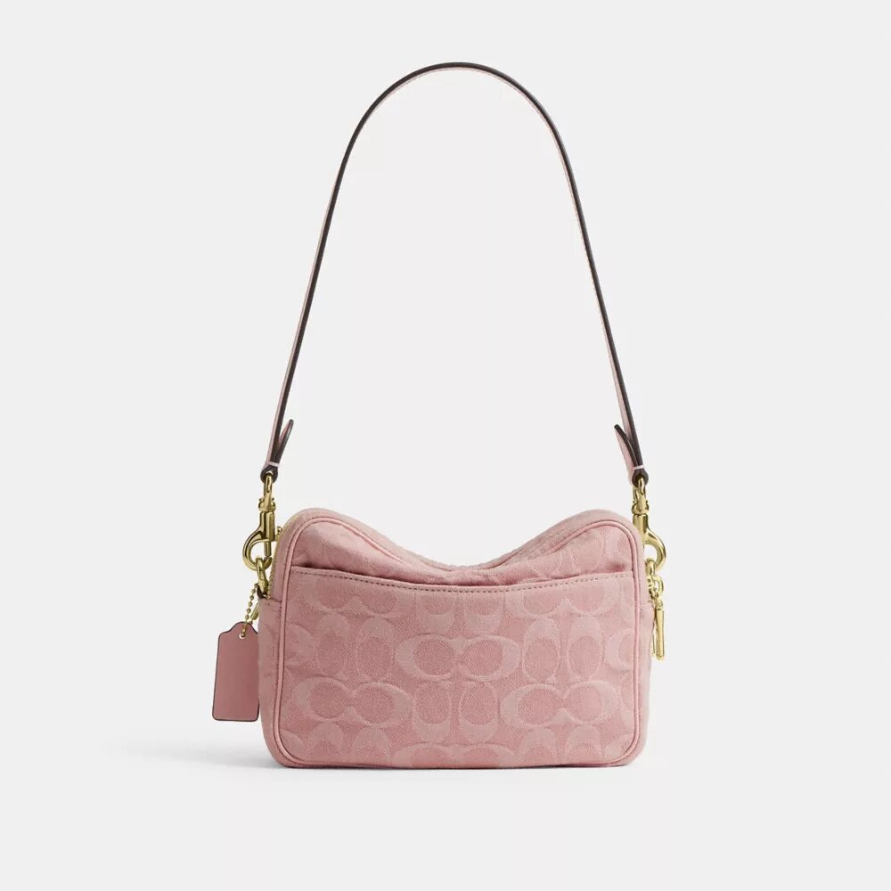 Mini sac bandoulière Carey en denim Signature