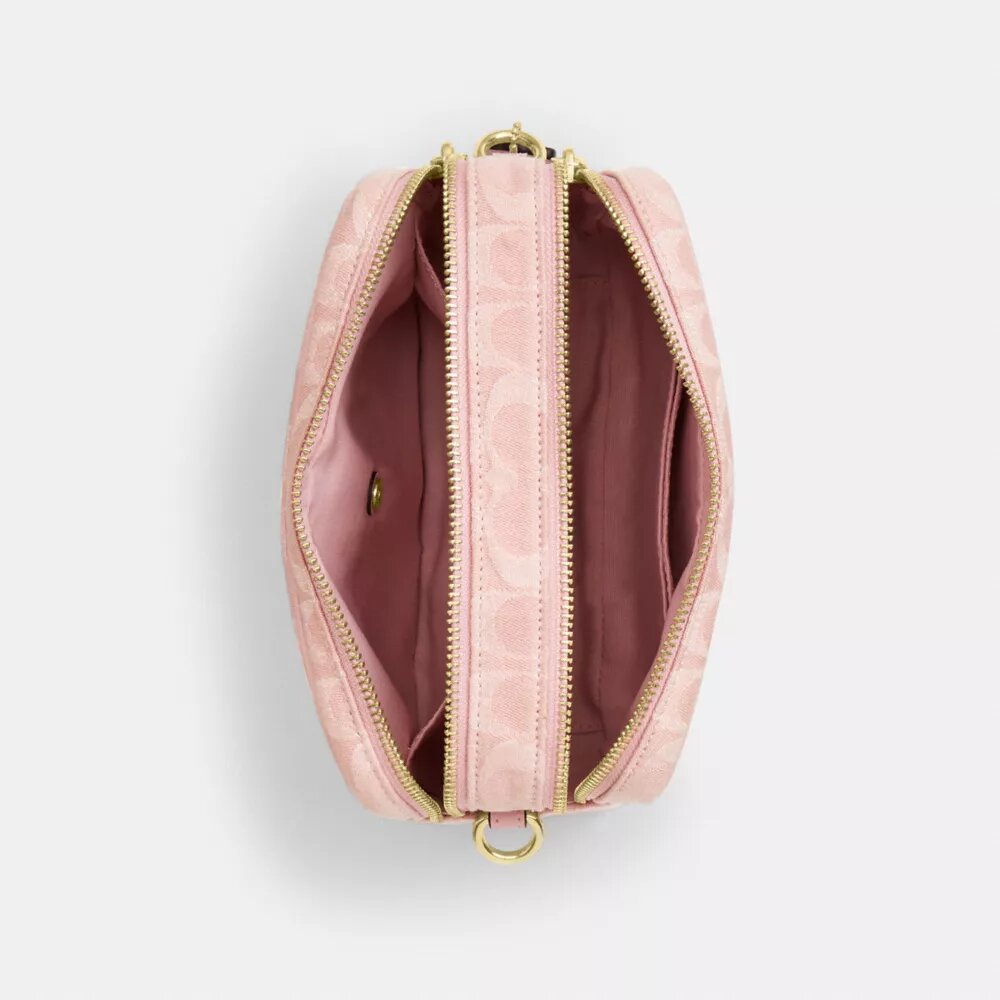 Mini sac bandoulière Carey en denim Signature