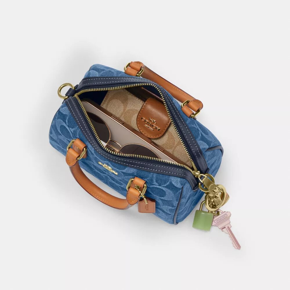 Mini sac bandoulière Rowan en denim emblématique