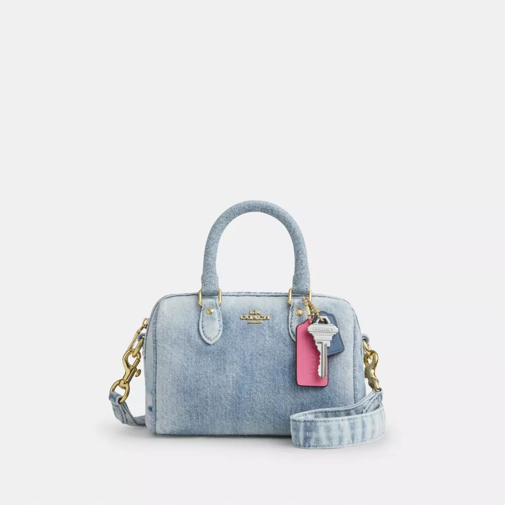 Mini sac bandoulière Rowan en denim usé avec Charms