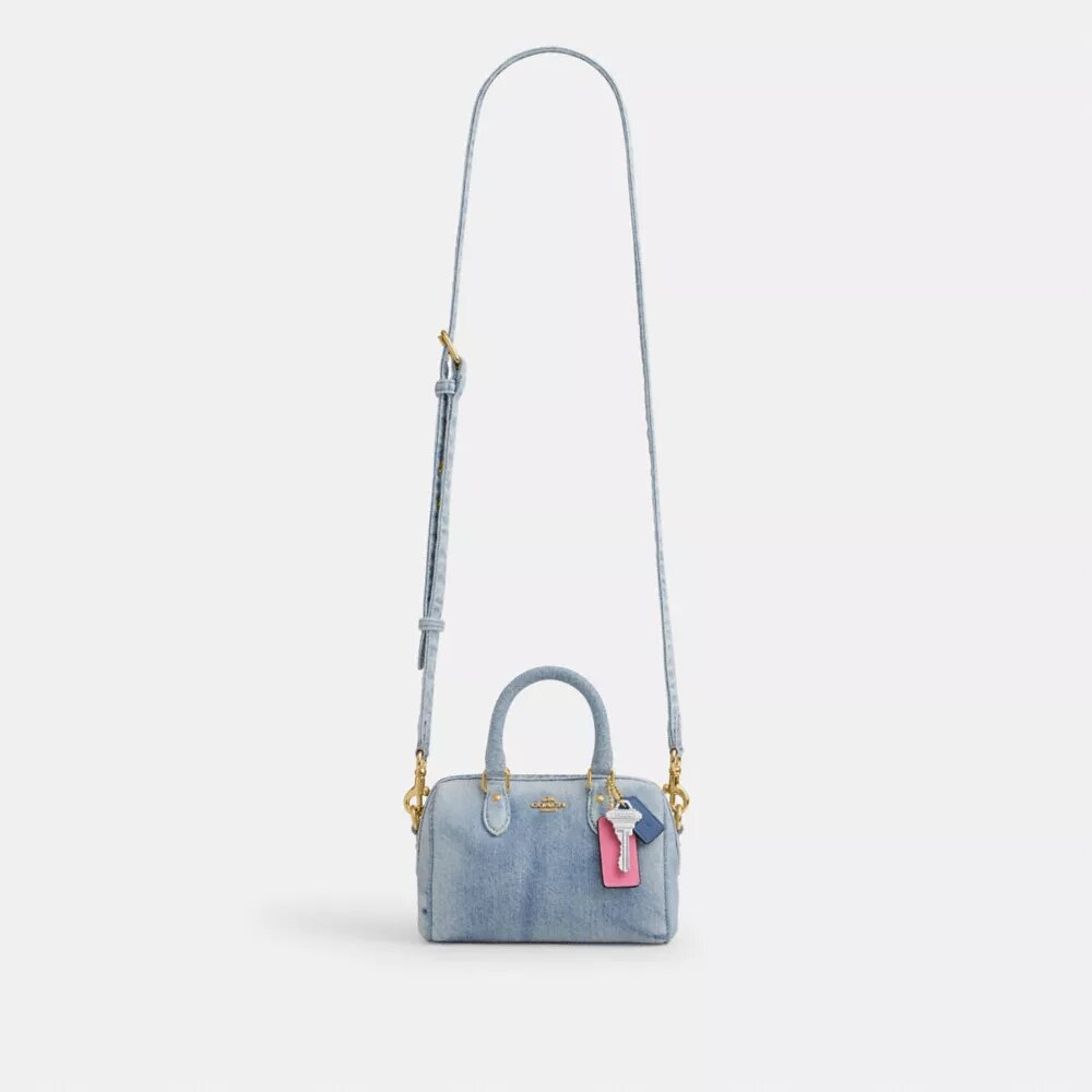 Mini sac bandoulière Rowan en denim usé avec Charms