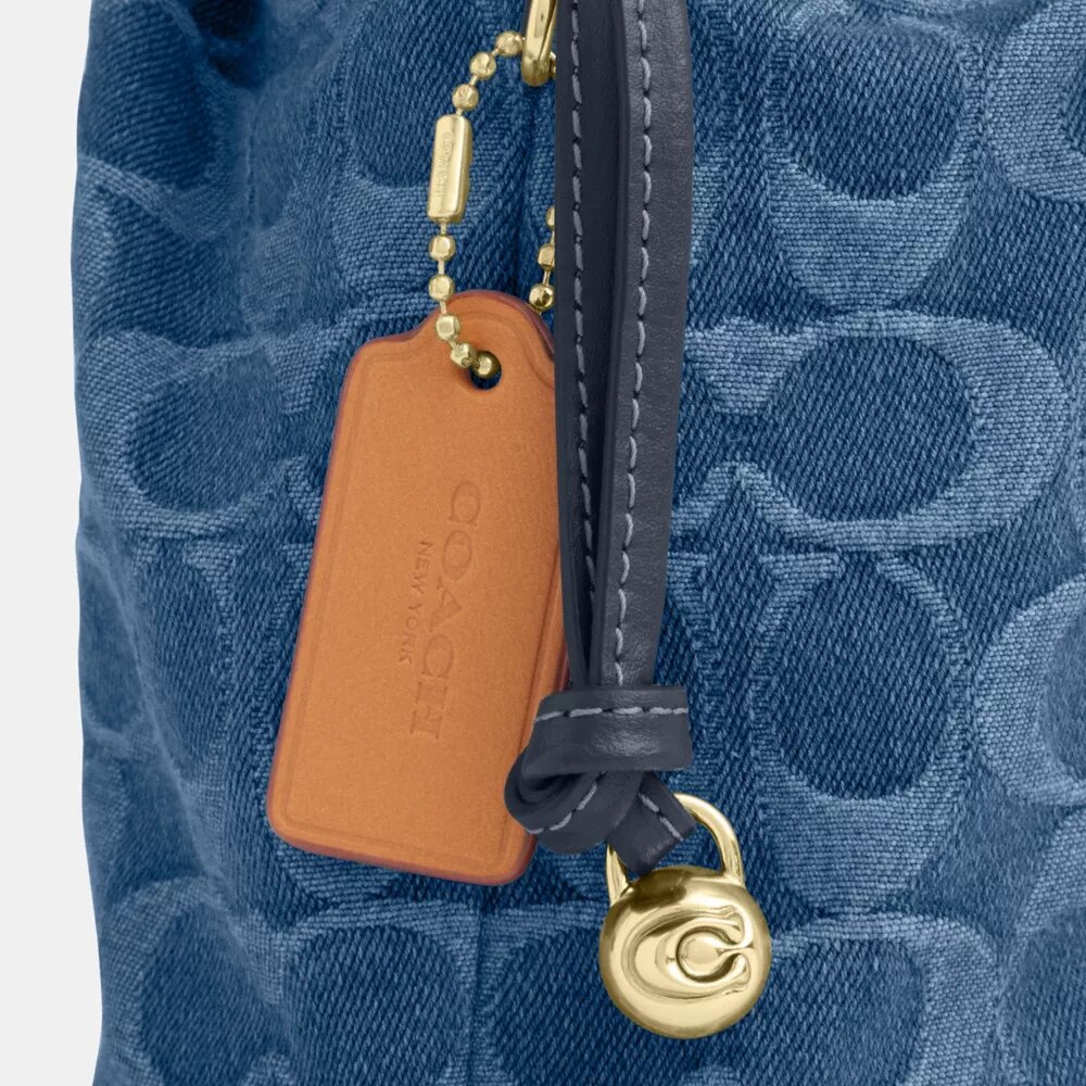 Mini-sac à cordon Faye en denim Signature