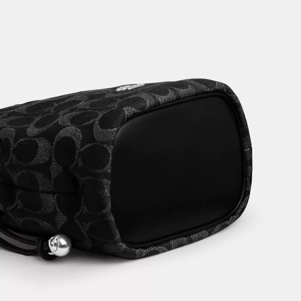 Mini-sac à cordon Faye en denim Signature