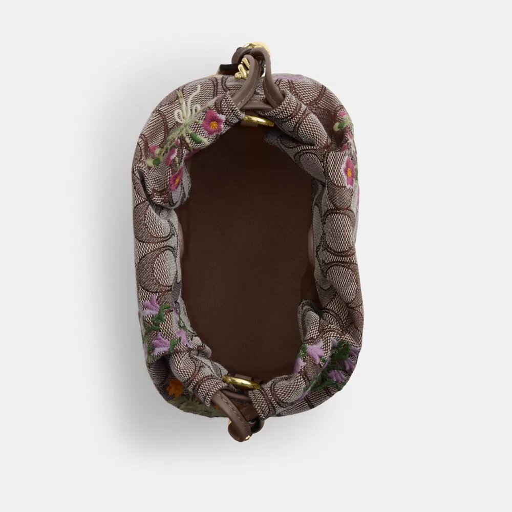 Mini-sac à cordon Faye en jacquard emblématique avec broderie florale