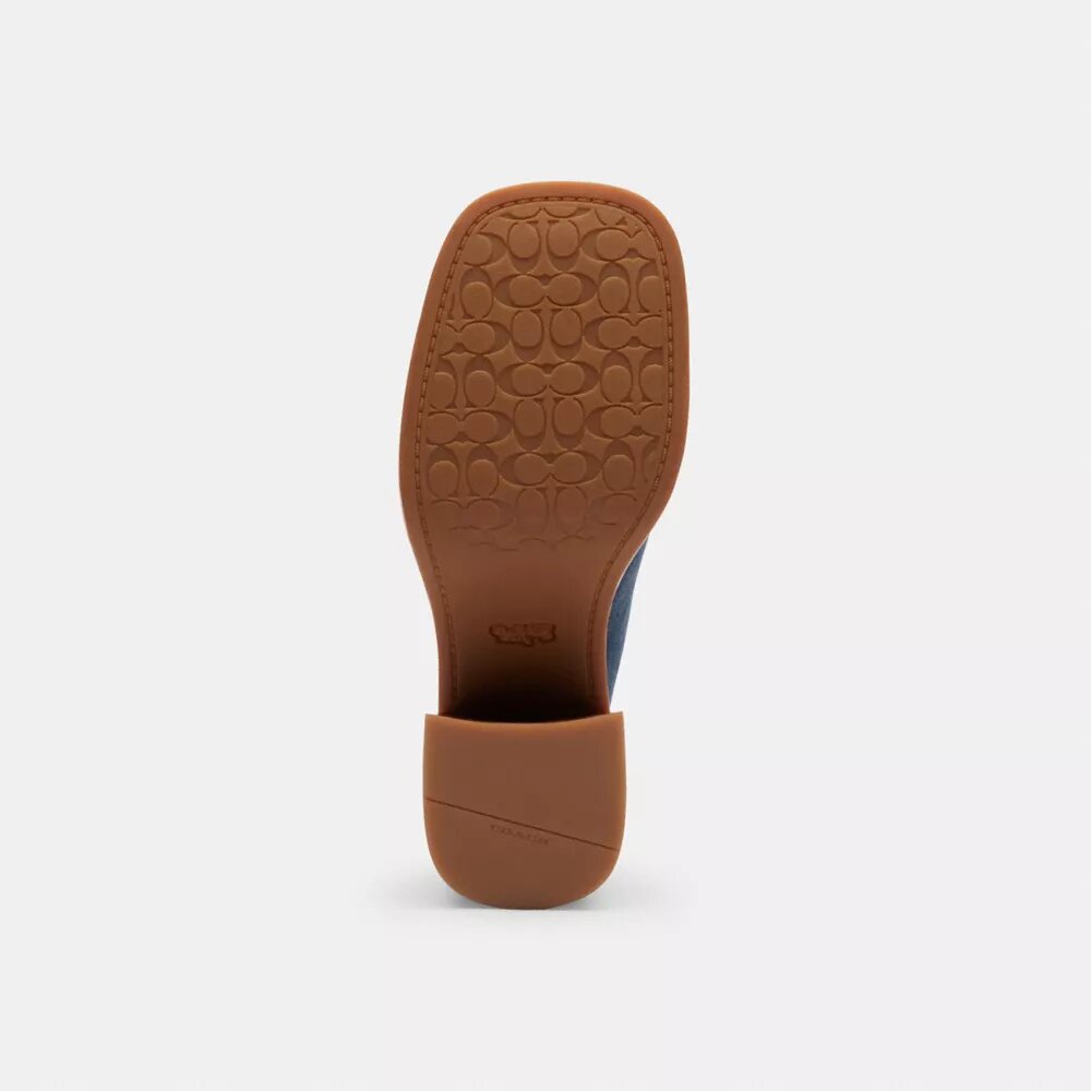 Mules à talons avec logo « C » sculpté, en denim « Loved »
