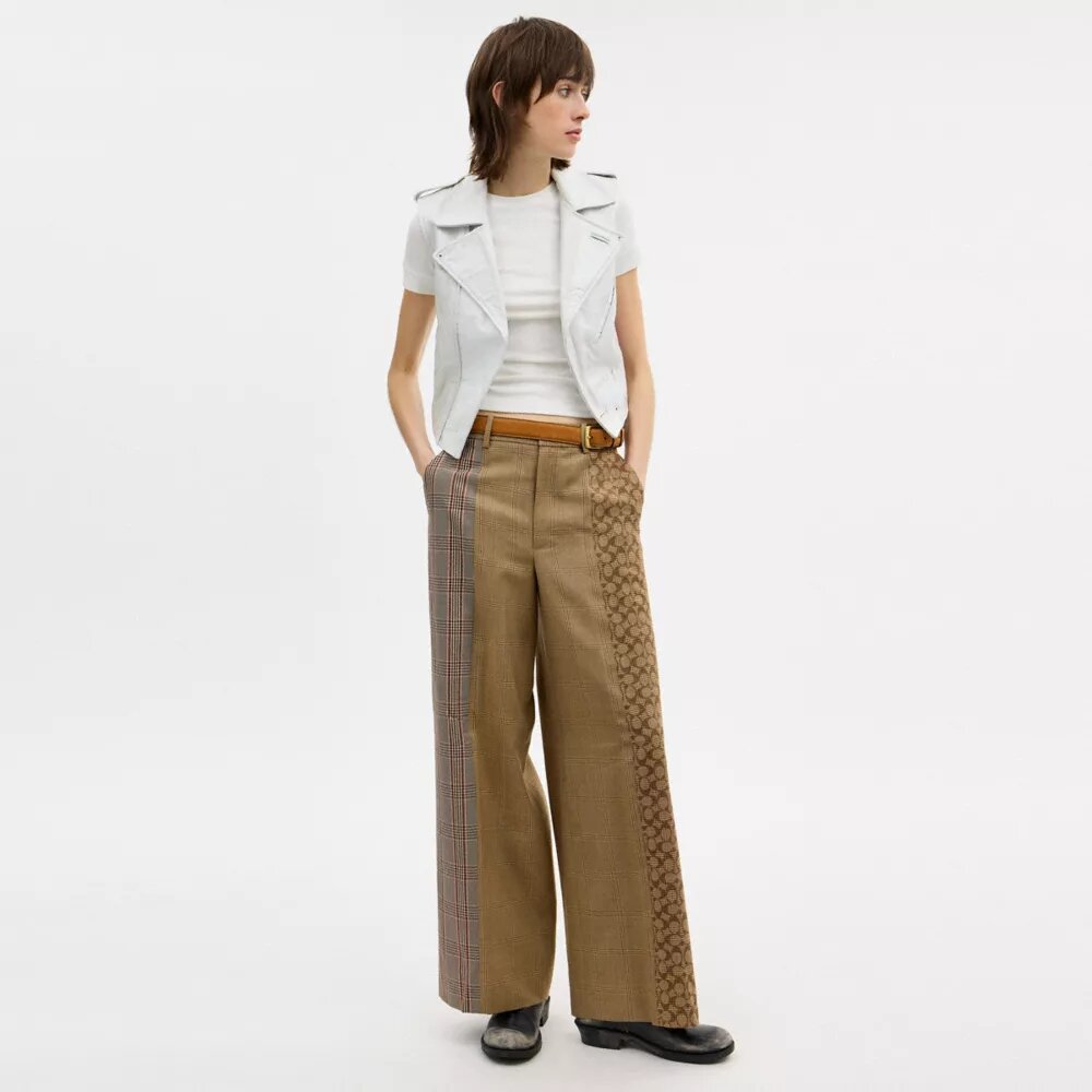 Pantalon ajusté à carreaux assortis