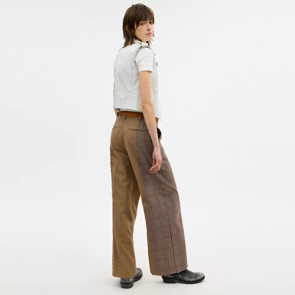 Pantalon ajusté à carreaux assortis