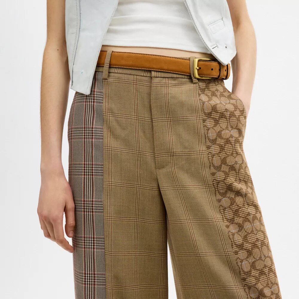 Pantalon ajusté à carreaux assortis