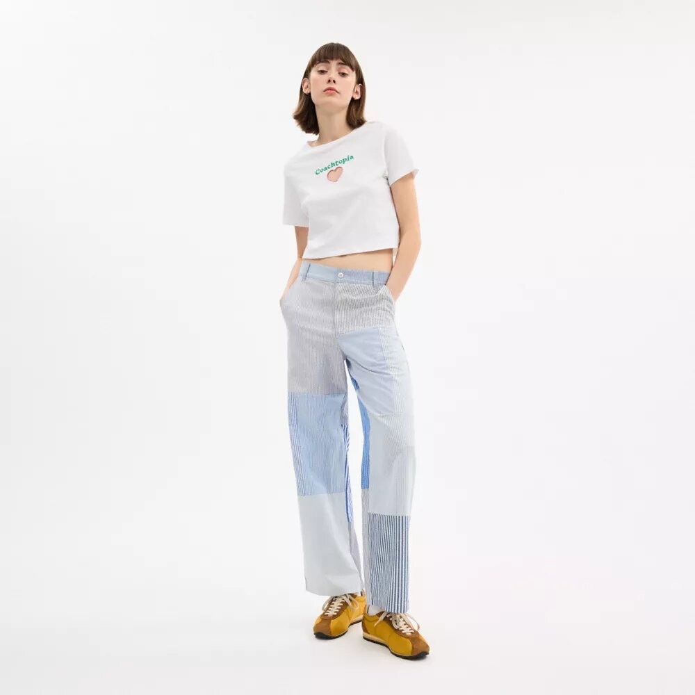 Pantalon à rayures en patchwork