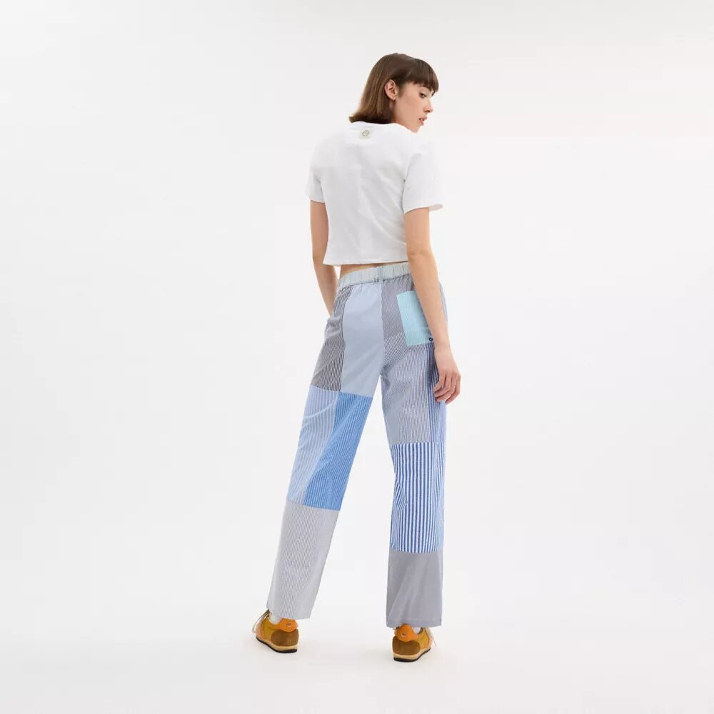 Pantalon à rayures en patchwork