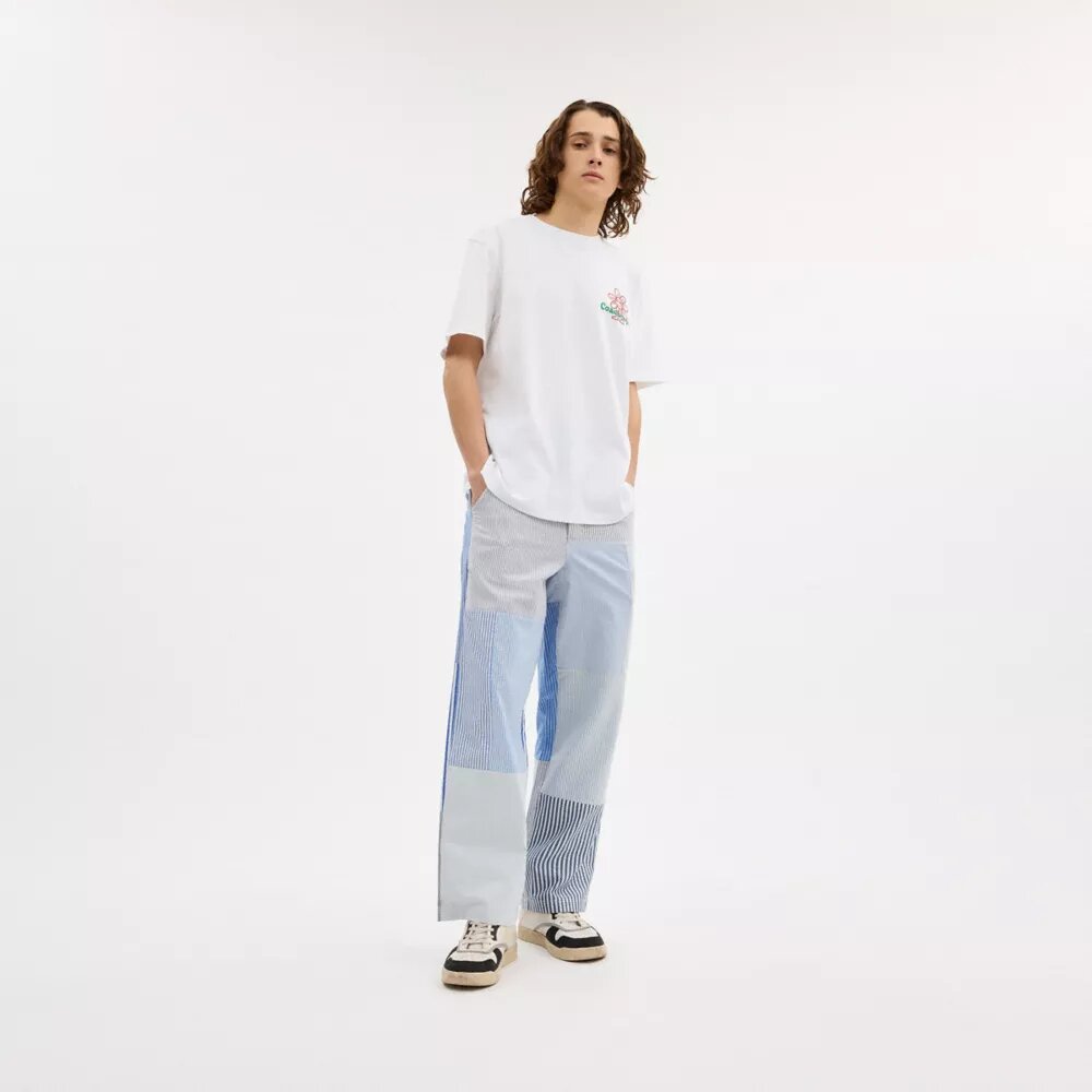 Pantalon à rayures en patchwork