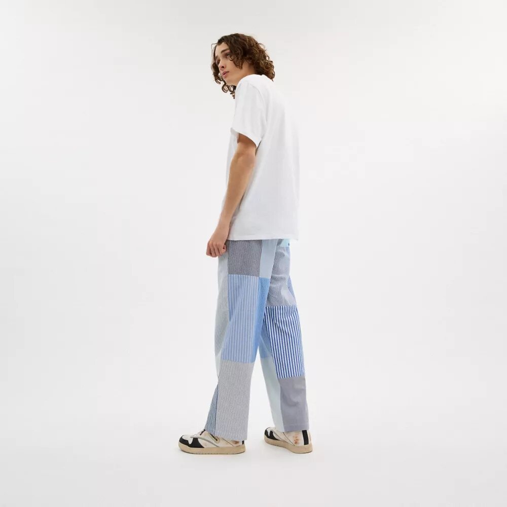 Pantalon à rayures en patchwork