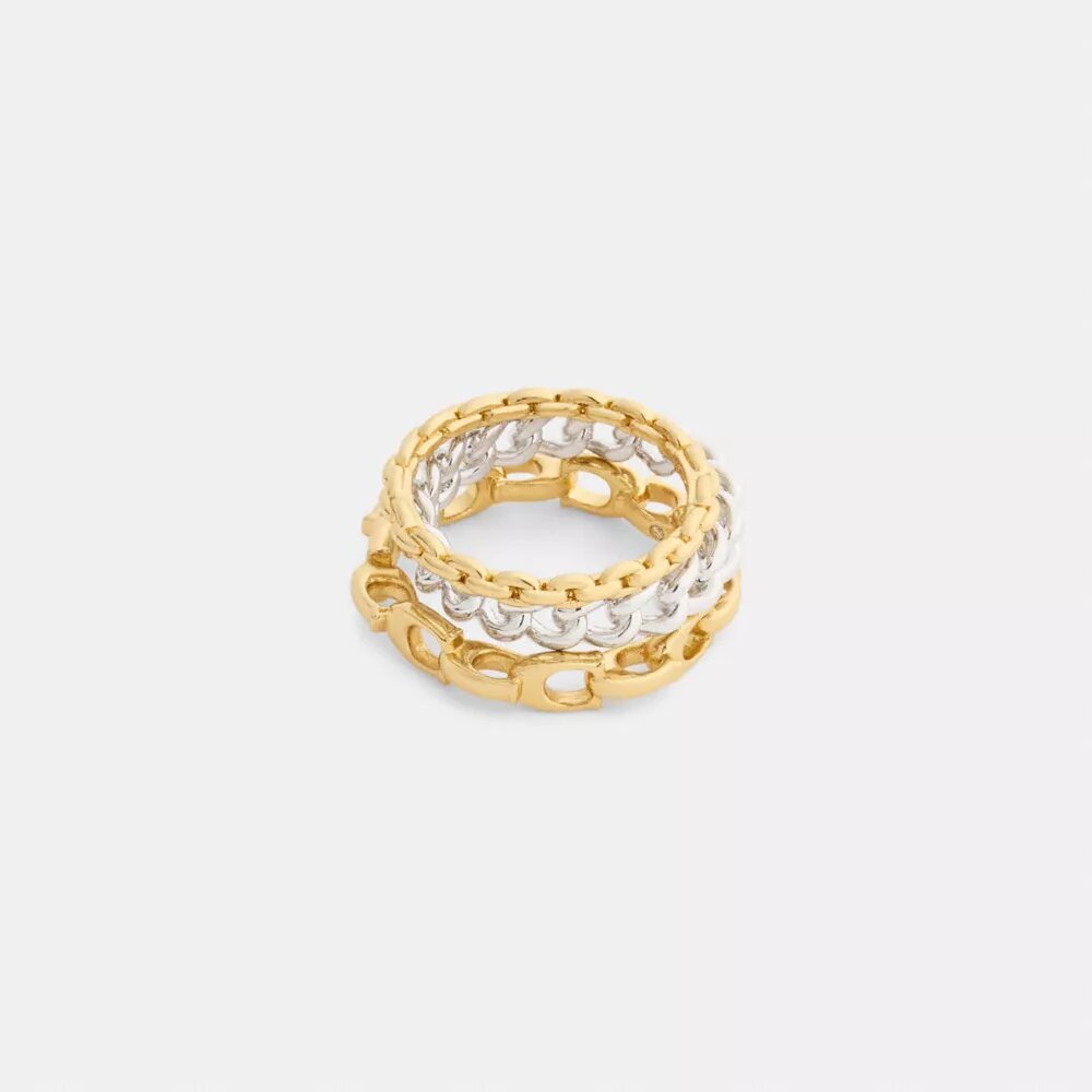 Parure de bagues en anneaux reliés