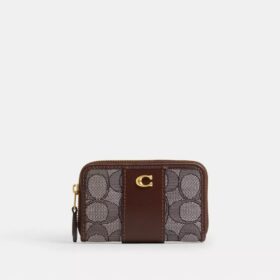 Petit porte-cartes Essential à fermeture éclair en jacquard Signature