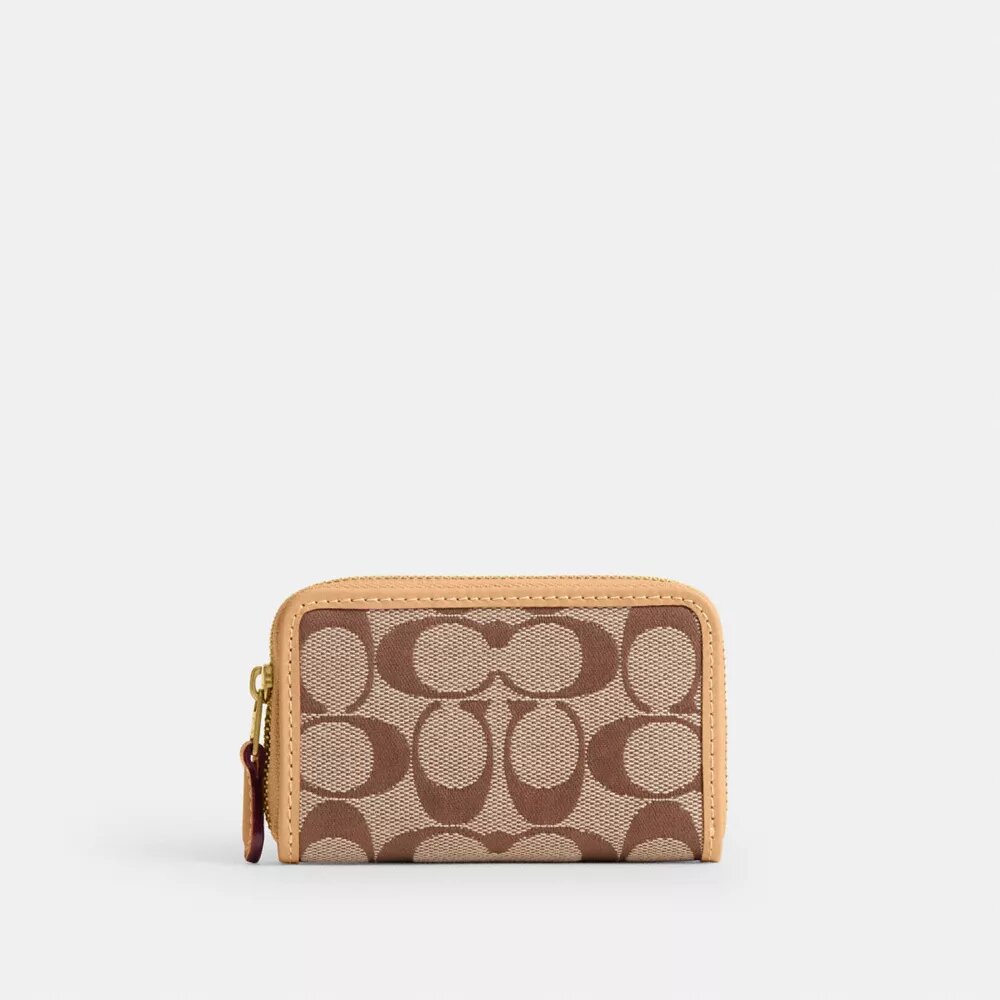 Petit porte-cartes Essential à fermeture éclair en jacquard Signature
