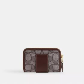 Petit porte-cartes Essential à fermeture éclair en jacquard Signature