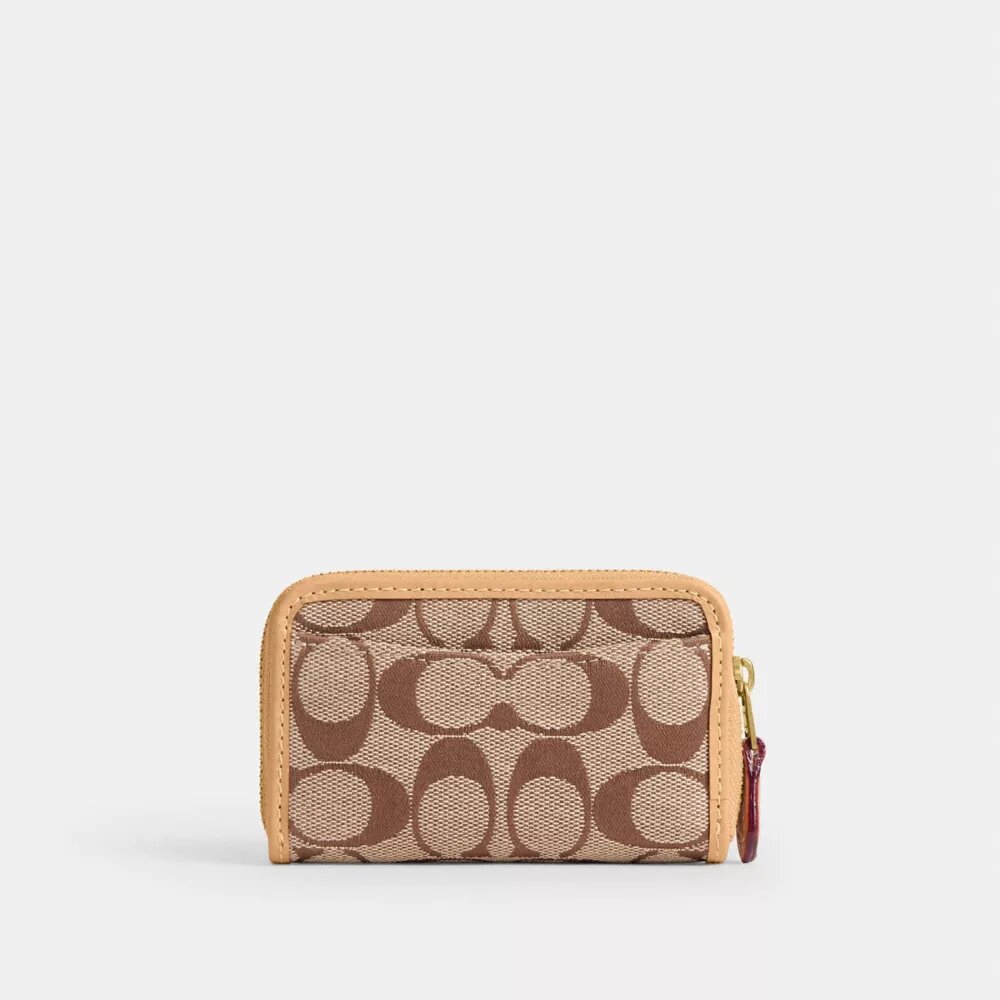 Petit porte-cartes Essential à fermeture éclair en jacquard Signature