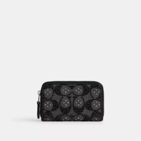 Petit porte-cartes Essential à fermeture éclair en jacquard Signature Crystal