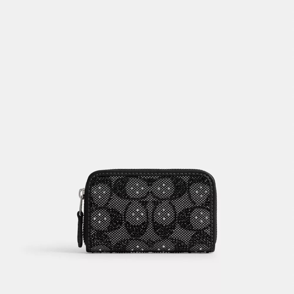 Petit porte-cartes Essential à fermeture éclair en jacquard Signature Crystal