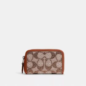 Petit porte-cartes Essential à fermeture éclair en jacquard Signature Crystal