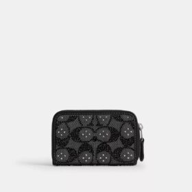 Petit porte-cartes Essential à fermeture éclair en jacquard Signature Crystal