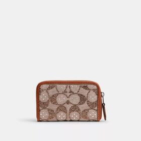 Petit porte-cartes Essential à fermeture éclair en jacquard Signature Crystal