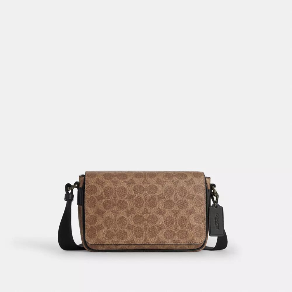 Petit sac bandoulière à rabat Jack en Signature Canvas